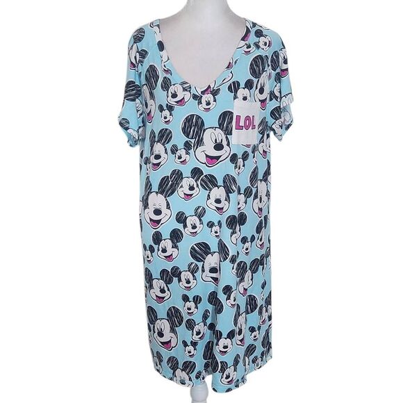 Disney Blue Mickey Mouse LOL Sleep Shirt Size Large/XL Disney Gown - Picture 1 of 10